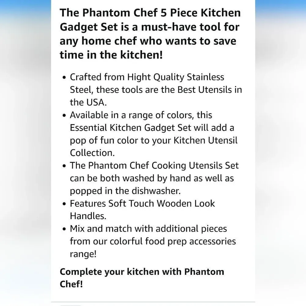 Phantom Chef 5 Piece Kitchen Gadget Set- Red